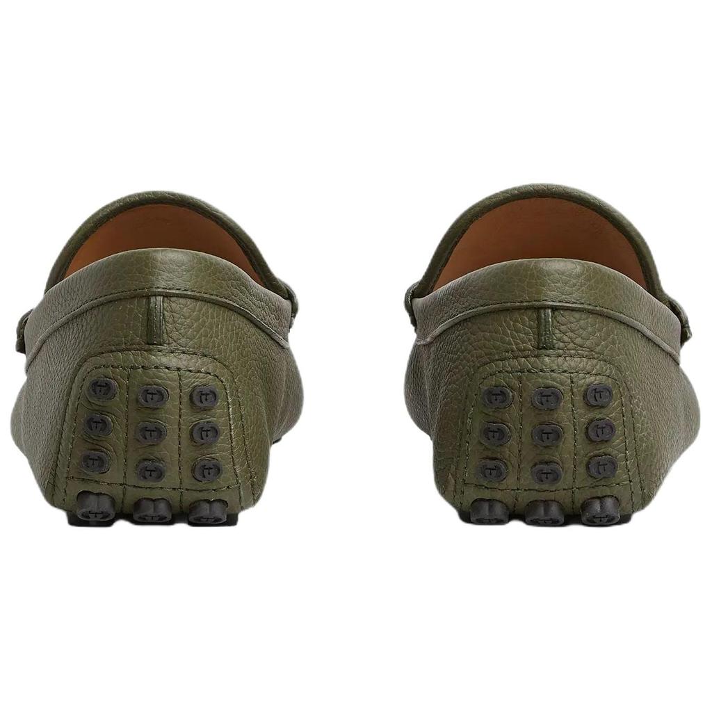 GUCCI Horsebit Double G Gommino Loafers Men's Green 765859 AADQ4 3352