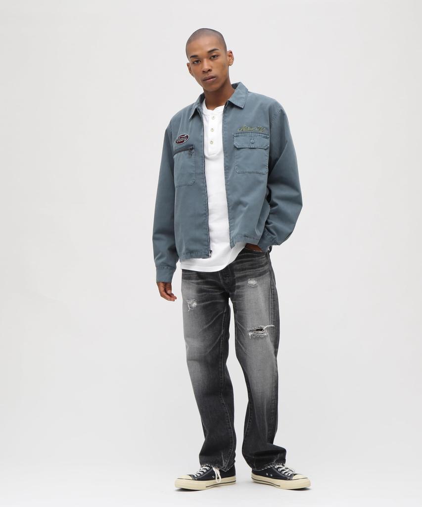 AVIREX A.A.R.C Faded Emb Work Jacket Men's M Size 115 Blue Gray 783-6152009