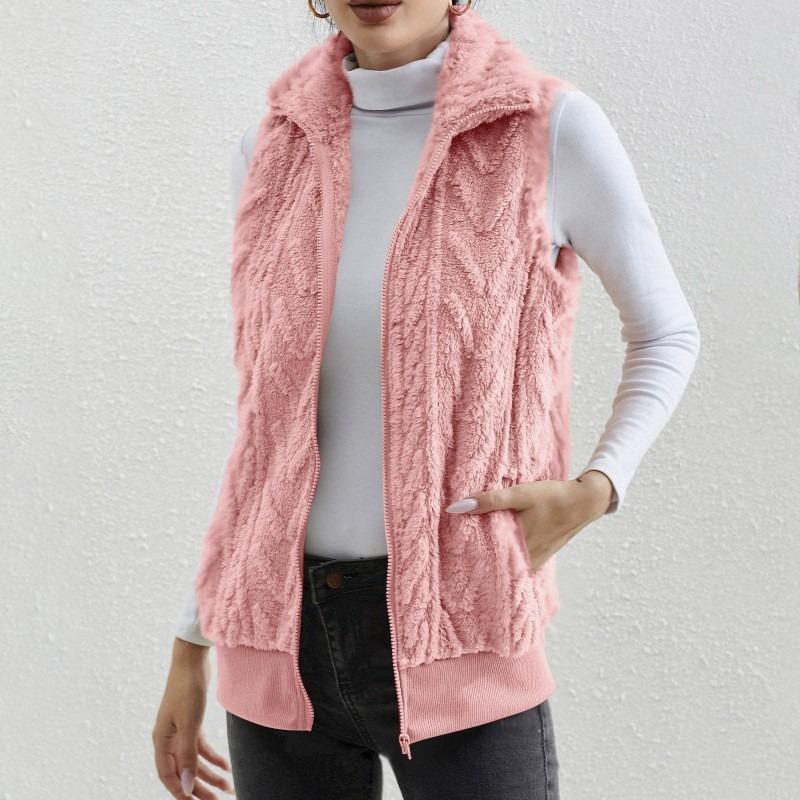 Women S Thick Fleece Sleeveless Vest Jacquard Autumn Winter Casual Top