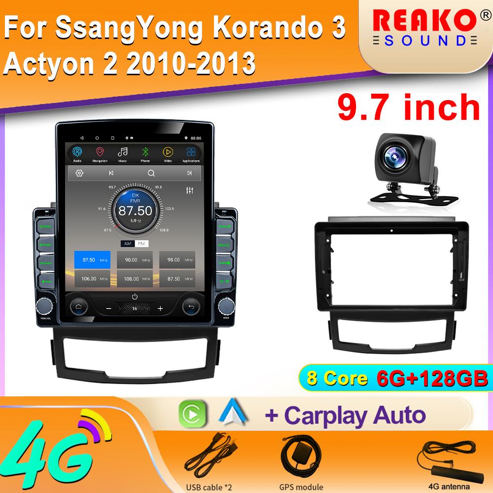 9.7" Vertical Style Tesla Screen Android Car Radio For SsangYong Korando 3 Actyon 2 2010-2013 GPS Navigation Multimedia Player