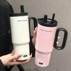 720ML Stainless Steel Thermos Cup with Straw & Handle Ice Coffee Drink Vacuum Insulated Cup Car Travel Outdoor Water Bottle