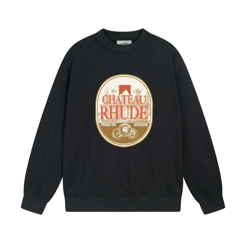 Rhude Vintage Letter Print Oversized Hoodie Men Women Casual Streetwear Sweatshirt