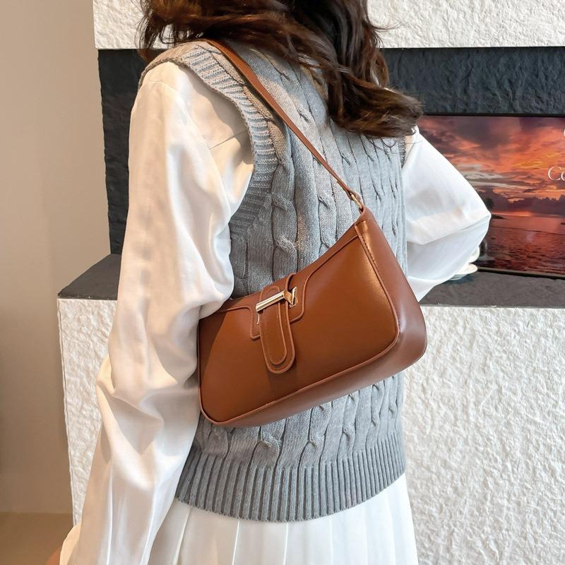 Retro fashion texture small square bag women's new trend casual armpit bag simple shoulder messenger bag