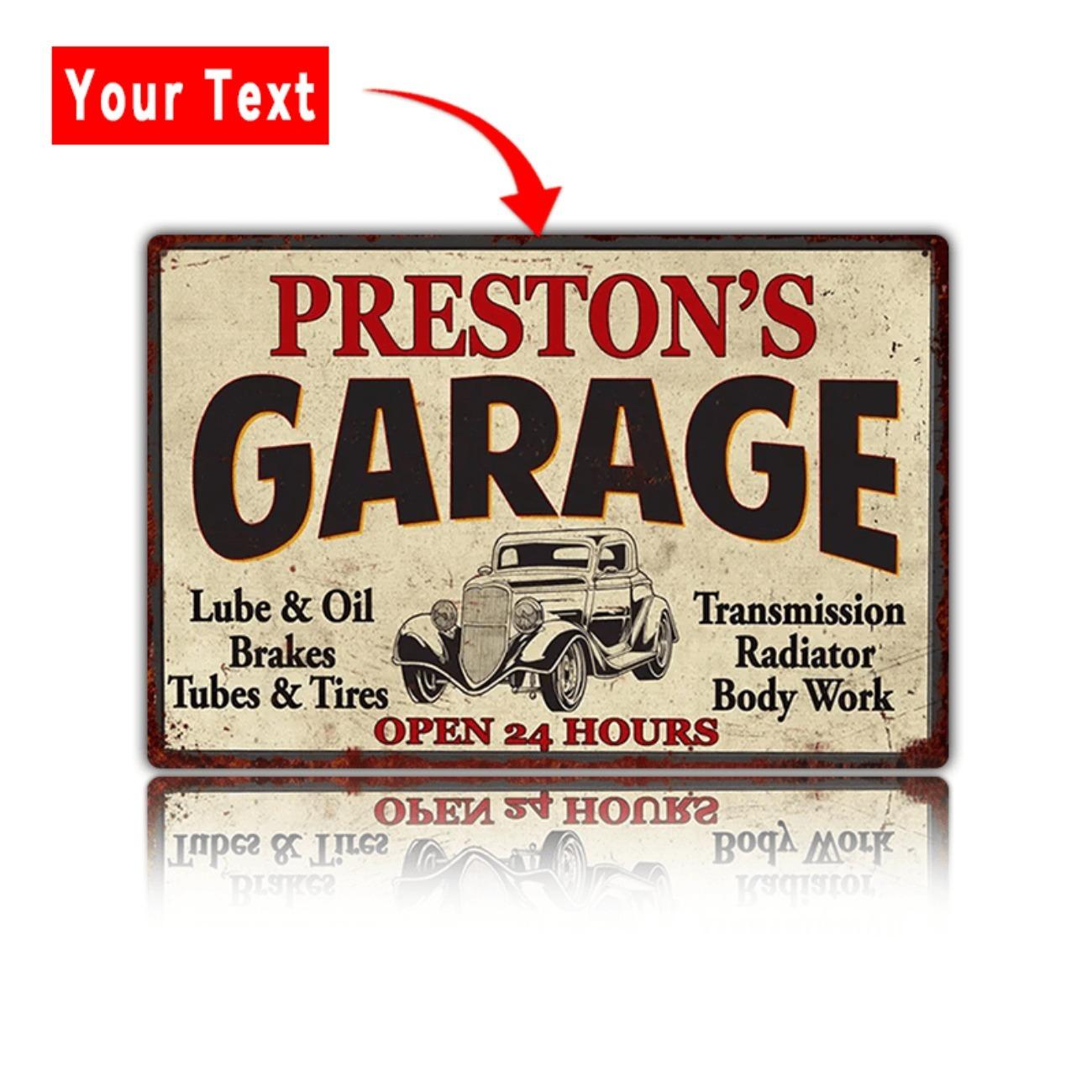 

Personalized Metal Garage Sign Retro Wall Art Decor Custom білий