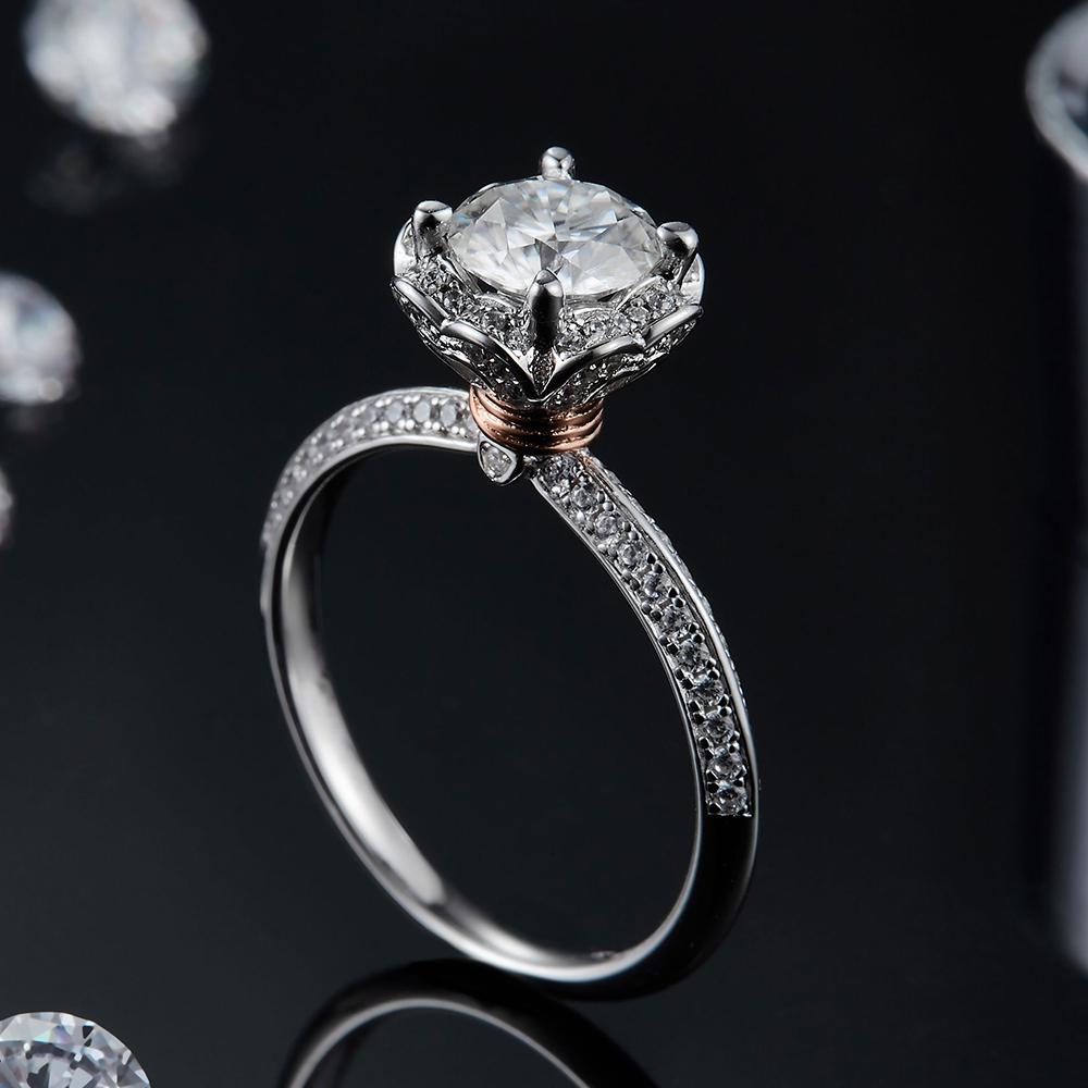 Silver Women Wedding Moissanite Engagement 1ct Moissanite Diamond Tarnish Free Waterproof Jewelry