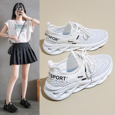 Letné Nové Kórejské Priedušné Flyknit Dámske Topánky Študentské Ležérne Topánky Dámske Bežecké Topánky s Hrubou Podrážkou Dámske