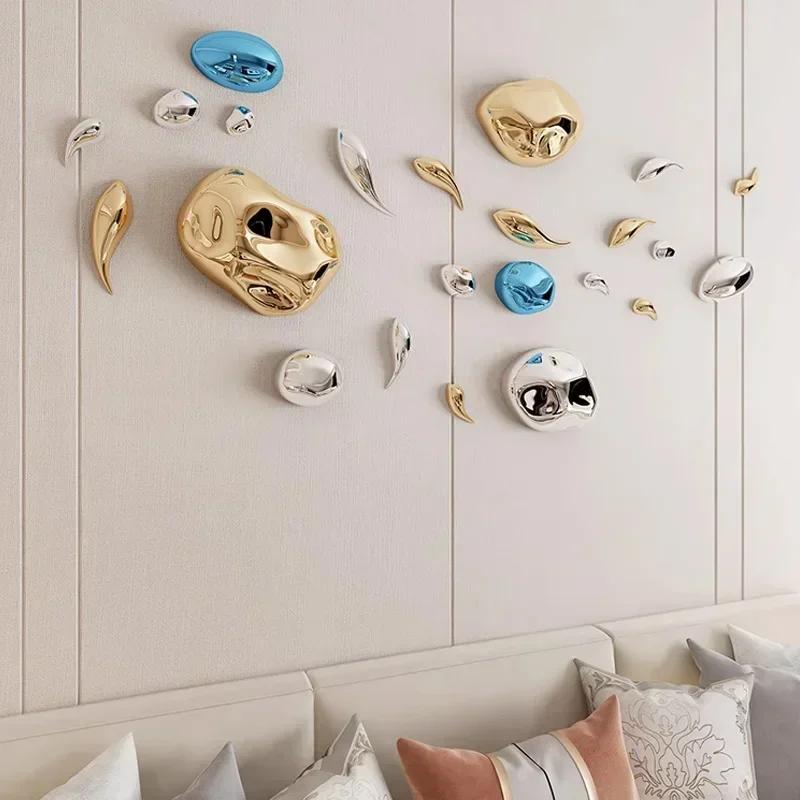 Abstract Three-dimensional Stone Wall Hanging Living Room Decoration Electroplating Simulation Stone Wall Hanging Interior Home
