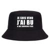 Trendy Je Suis Venu J'ai Bu Je Me Souviens Plus Print Reversible Bucket Hat Adult Summer Sun Beach Fisherman Cap Boy Visor Cap