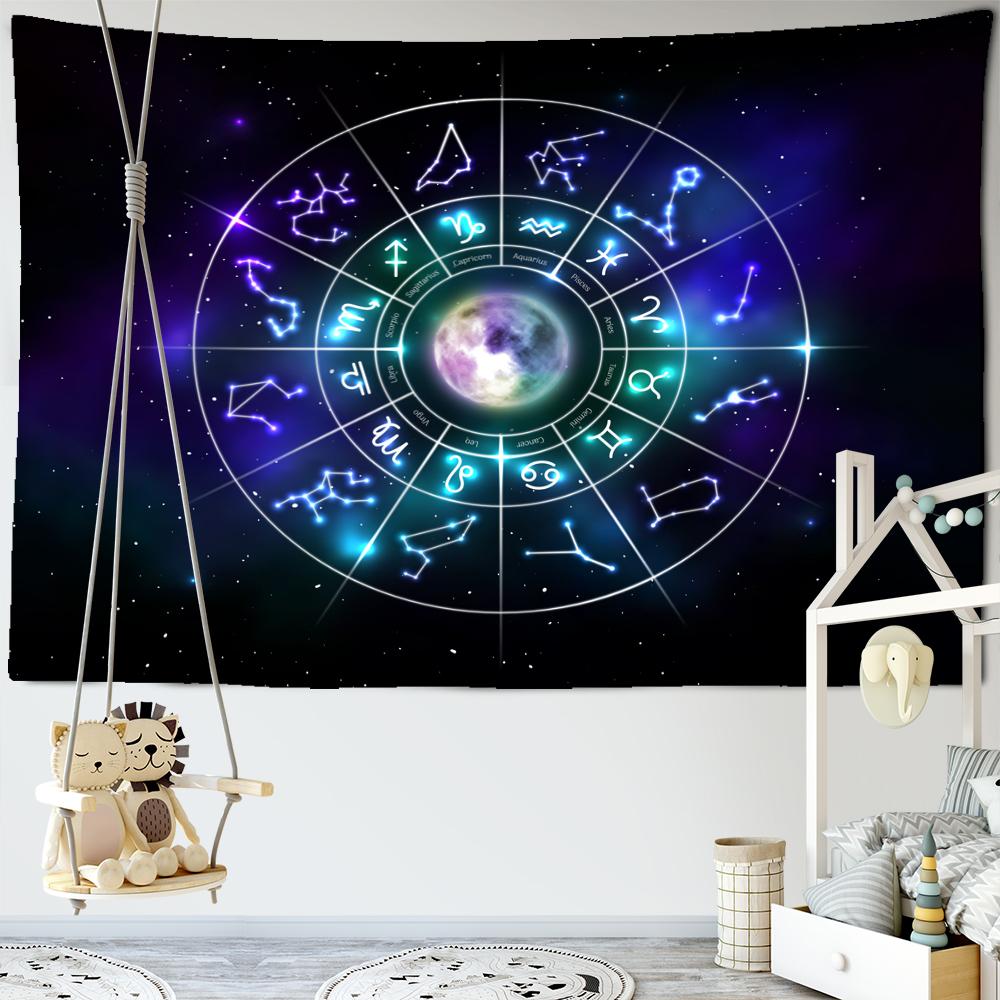 Психоделический компас гобелен настенный 12 созвездий печать богемный хиппи колдовство — фото 6