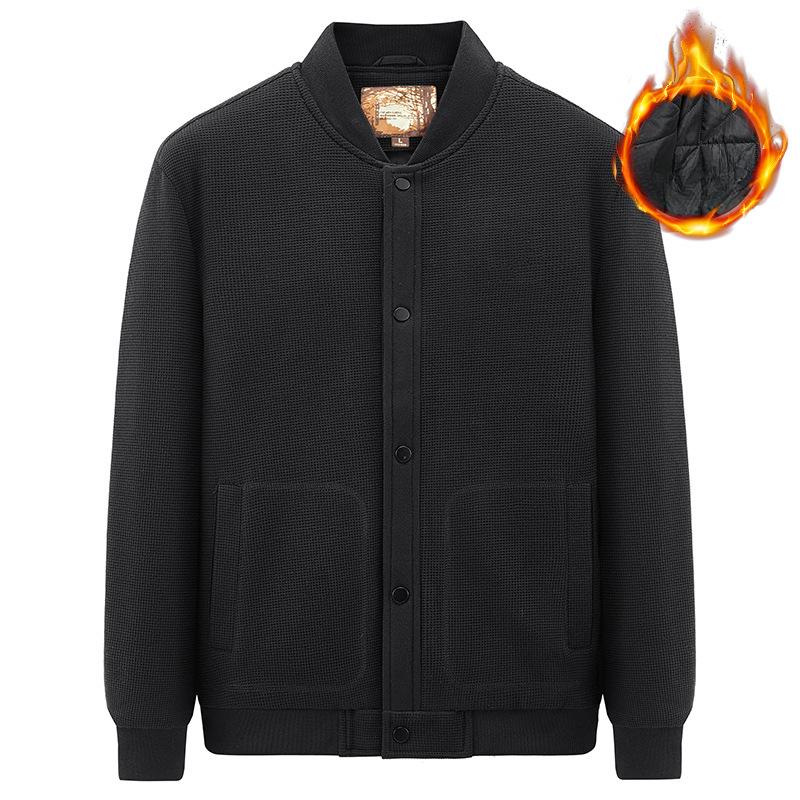 Herrenmantel für Herbst und Winter Waffel Baseballkragen Joker Hemd Lässig Übergröße Retro Jacke Hoher Sinn.