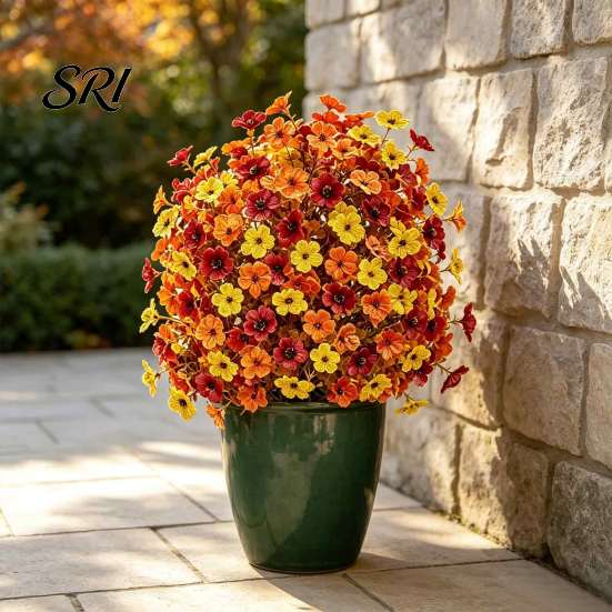 Elegant Artificial Flowers for Events Fall Topiary Ball Flowers, Mums Plants Tree, UV Resistant Outdoor with Fake Home Decor Spike, Plants,