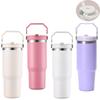 Thermos in Acciaio Inossidabile da 900ml con Cannuccia e Tappo Ermetico in Tritan, Borraccia Termica Sottovuoto per Casa, Ufficio o Auto