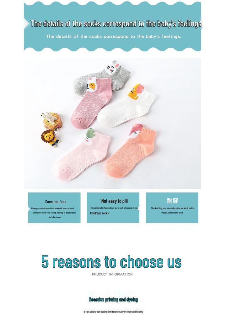 Breathable Cotton Mid-Calf Socks for Kids (1-15 Years), Anti-Odor, Cute Design for Boys and Girls, Ideal for Spring and Autumn.