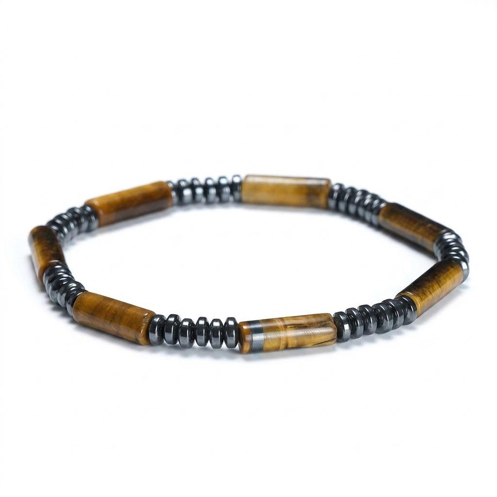 8mm Round Yellow Tiger Eye Bracelet Unisex Natural Stone Geometric Wrist Ornament Spring 2026