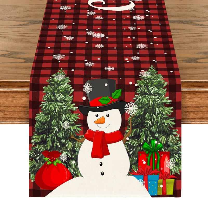 1PC Print Snowman For Home Xmas Table Decor Creative Christmas 33*183cm Table Runner Table Mat