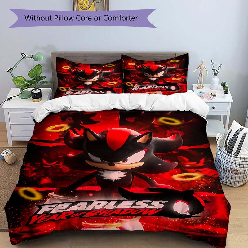 

3 шт. Постельное белье Теневой Соник: Темная Одиссея - Включает 1 пододеяльник и 2 наволочки, Удобное постельное белье со стильным дизайном для спальни 135x200cm