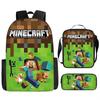Minecraft Game Merchandise 3-Piece Backpack, Pencil Case, Lunch Bag for Kids