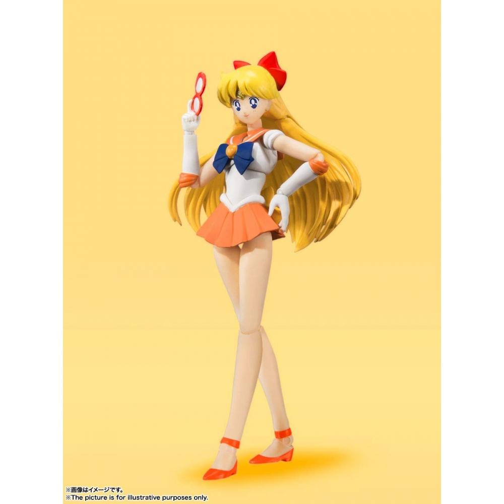 SHFiguarts Sailor Moon Sailor Venus - Animation Farbedition- (Wiederverkaufsversion) Ca.. 140 mm große, bewegliche Figur aus PVC und ABS, bemalt