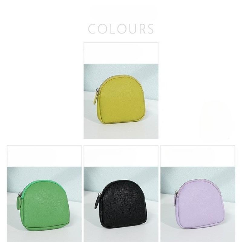 Coin Purse Portable Thin Mini Clutch Simple Soft Leather Zipper Coin Purse Earphone Bag Storage Bag Female Bag