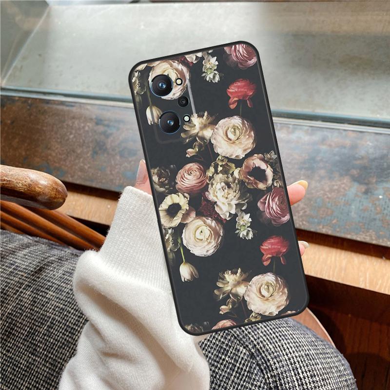 Midnight Floral Case For Realme 11 12 13 14 Pro Plus C53 C55 C51 C25 C63 C61 C65 C67 C71 C75 GT6 GT7 15 Pro