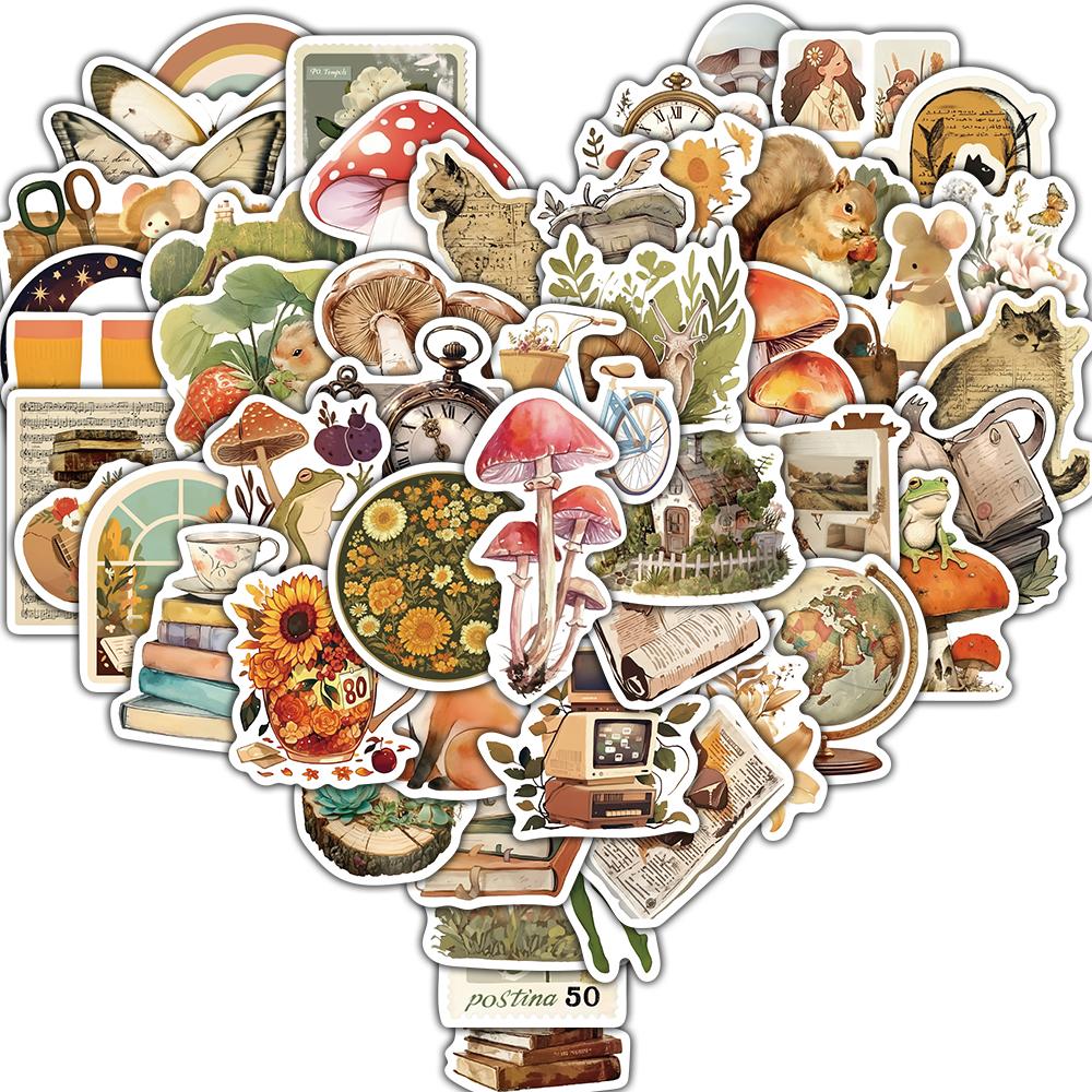50PCS Creative Fairy Tale Animal Book Illustrations Fairy Tales Stickers Guitar Cartoon Wall Luggage Decals Classic Stickers
