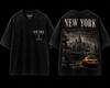 New York Skyline Oversized T-Shirt, Vintage City Streetwear Graphic Tee