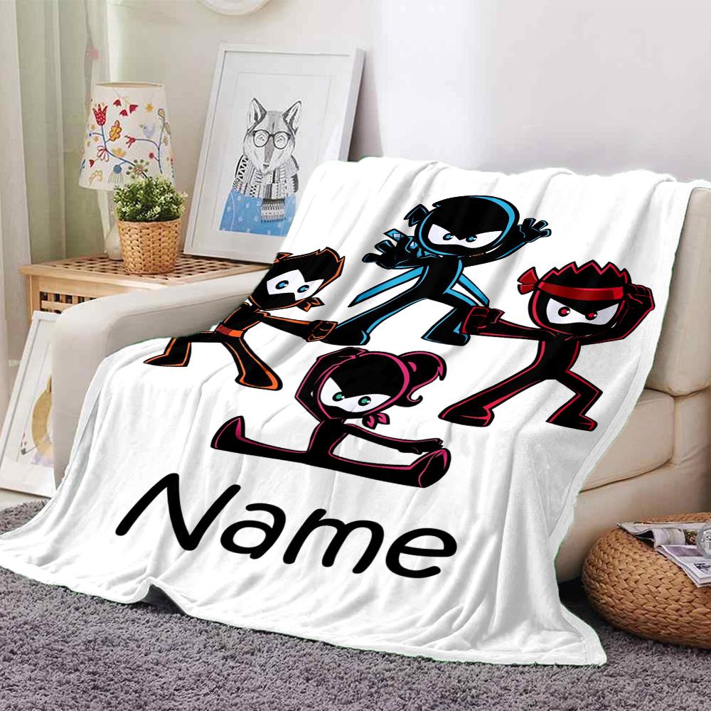 Custom Name Ninja Kidz Theme Printed Blanket - Perfect for Couch, Bed, Travel & Outdoor Use | Machine Washable, Cozy & Durable.