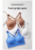 Women's Front Zip Sports Bra - Running, Yoga, Fitness Beautiful Back Design
