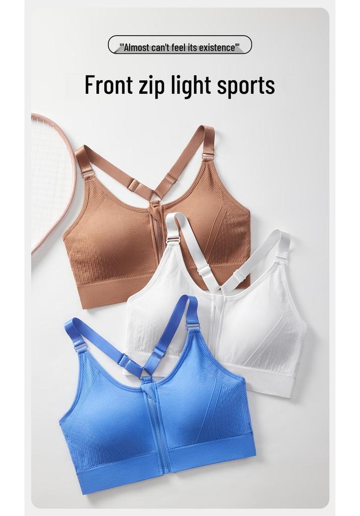Women's Front Zip Sports Bra - Running, Yoga, Fitness Beautiful Back Design
