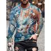 Camiseta Antigua China con Patrón de Dragón Loong para Hombre Camisetas Frescas con Estampado 3D de Dragón Mangas Largas Casuales Camisetas Unisex Tops Holgados de Cuello Redondo