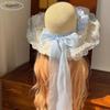 Fashion Floral Design Woman's Straw Hat Elegant INS Lace Brim Sunshade Cap Wide Brim Breathable Outdoor Beach Hat Summer Season