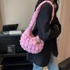Ruched Solid Shoulder Bag Plaid Quilted Satchel Bags Fashion Crossbody Bag  Women
