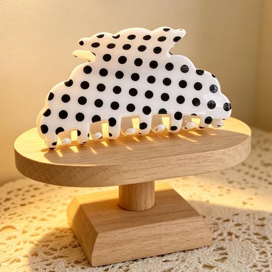 Women Hair Clip Black White Dot Print Acrylic Back Head Hair Claw Anti-slip Teeth Lightweight Colorfast Strong Grip Large Shark Clip