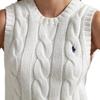 Polo Ralph Lauren Embroidered Pony Crew Neck Cable Knit Sleeveless Top Women Tops White WMPOSWENC021163-100