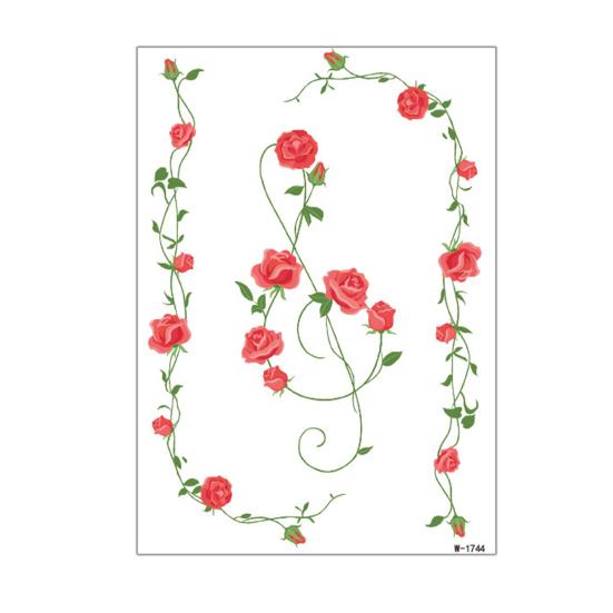 Jijijing 1 Sheet Colorful Flower Tattoo Stickers, Waterproof Temporary Fake Arm Chest Shoulder Tattoos for Women