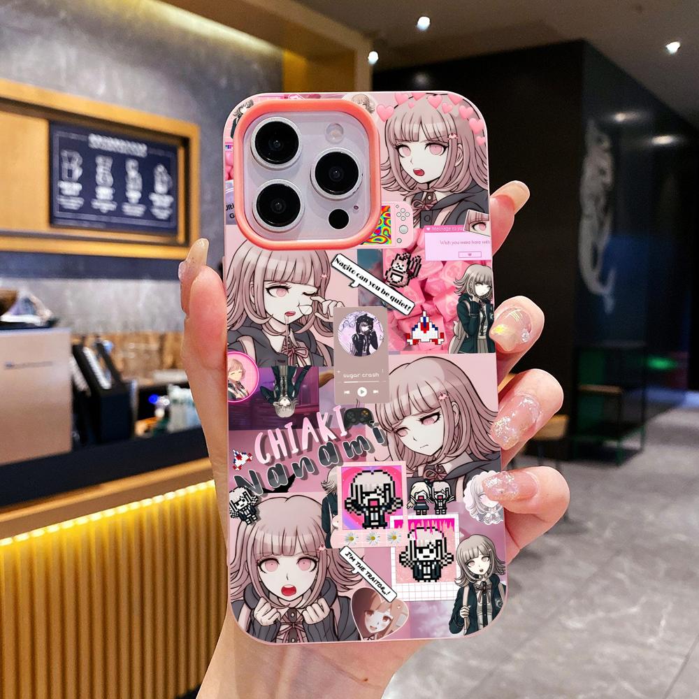Danganronpa Chiaki Nanami Phone Case for iPhone 17 16 15 14 13 12 11 Air Pro Max Plus Jelly Double layer Pink Cover