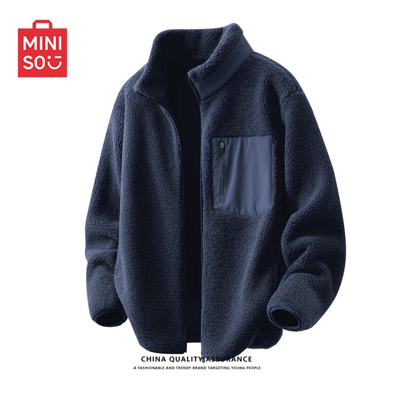 

MINISO Men s Winter Multi-Pocket Fleece Stand Collar Jacket 3XL