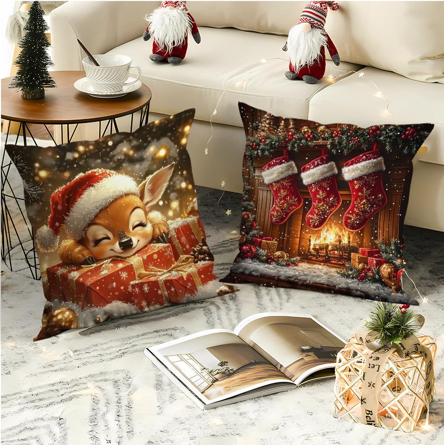 Neue Weihnachts-Kissenbezüge Wohnzimmer Bedruckte Dekokissenbezüge Nordische Weihnachts-Kissenbezüge