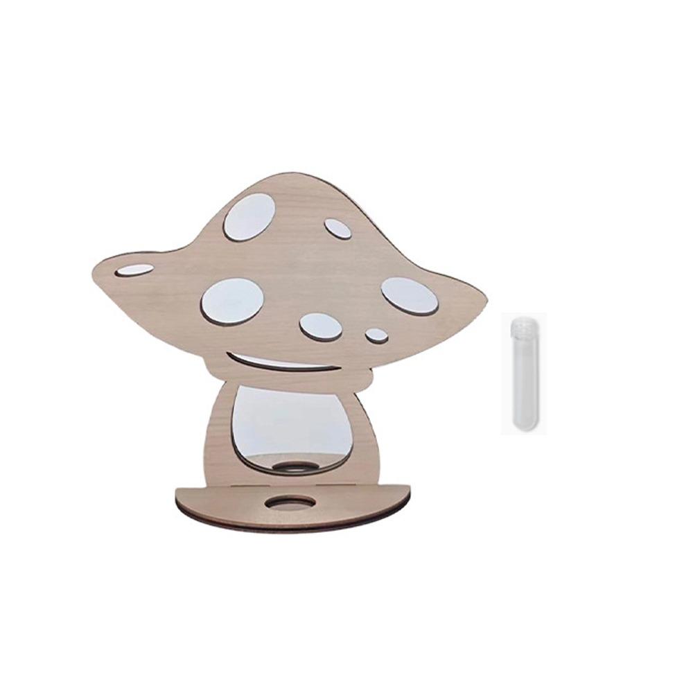 Mushroom House Wood Wall Mount Flower Shelf Mirror Hanging Plant Panel Balcony Decor