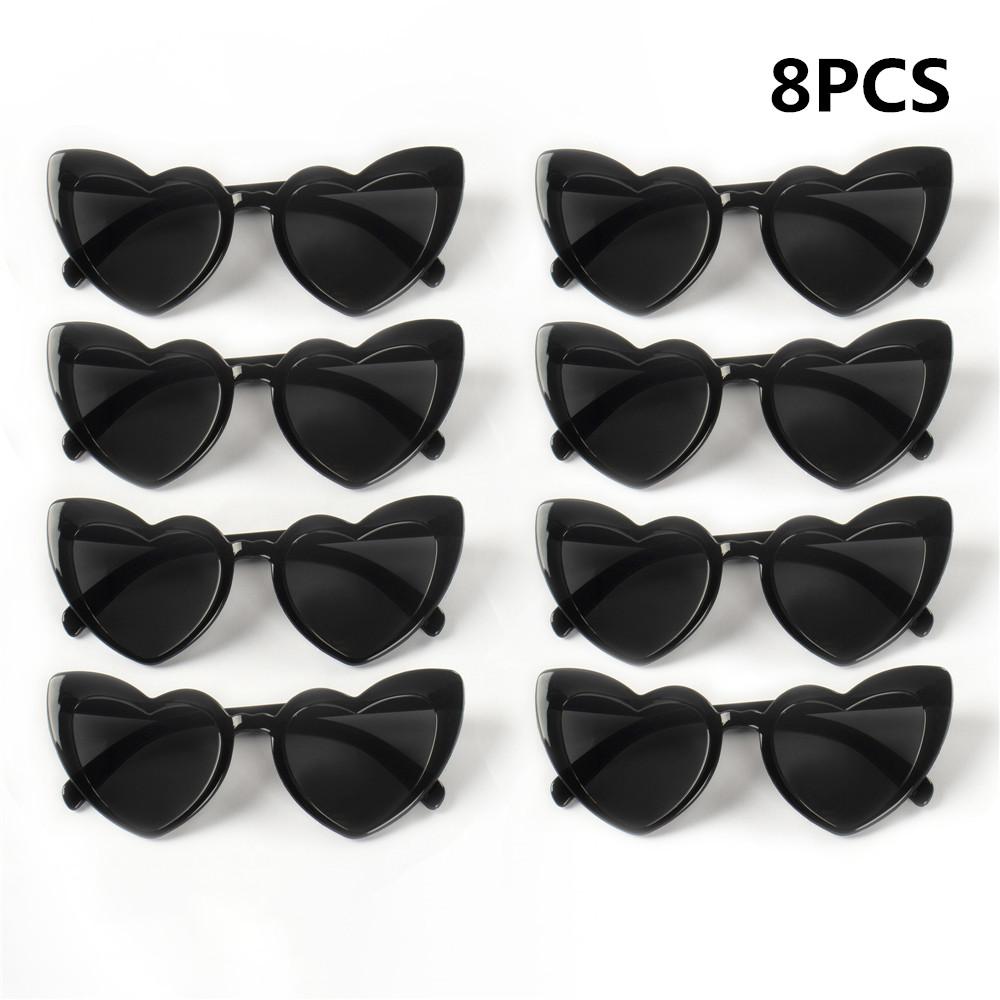 8PCS Cat Eye Glasses Heart-Shaped Plastic Frame Polycarbonate Decorative Vintage Included for Party Wedding Music Festival