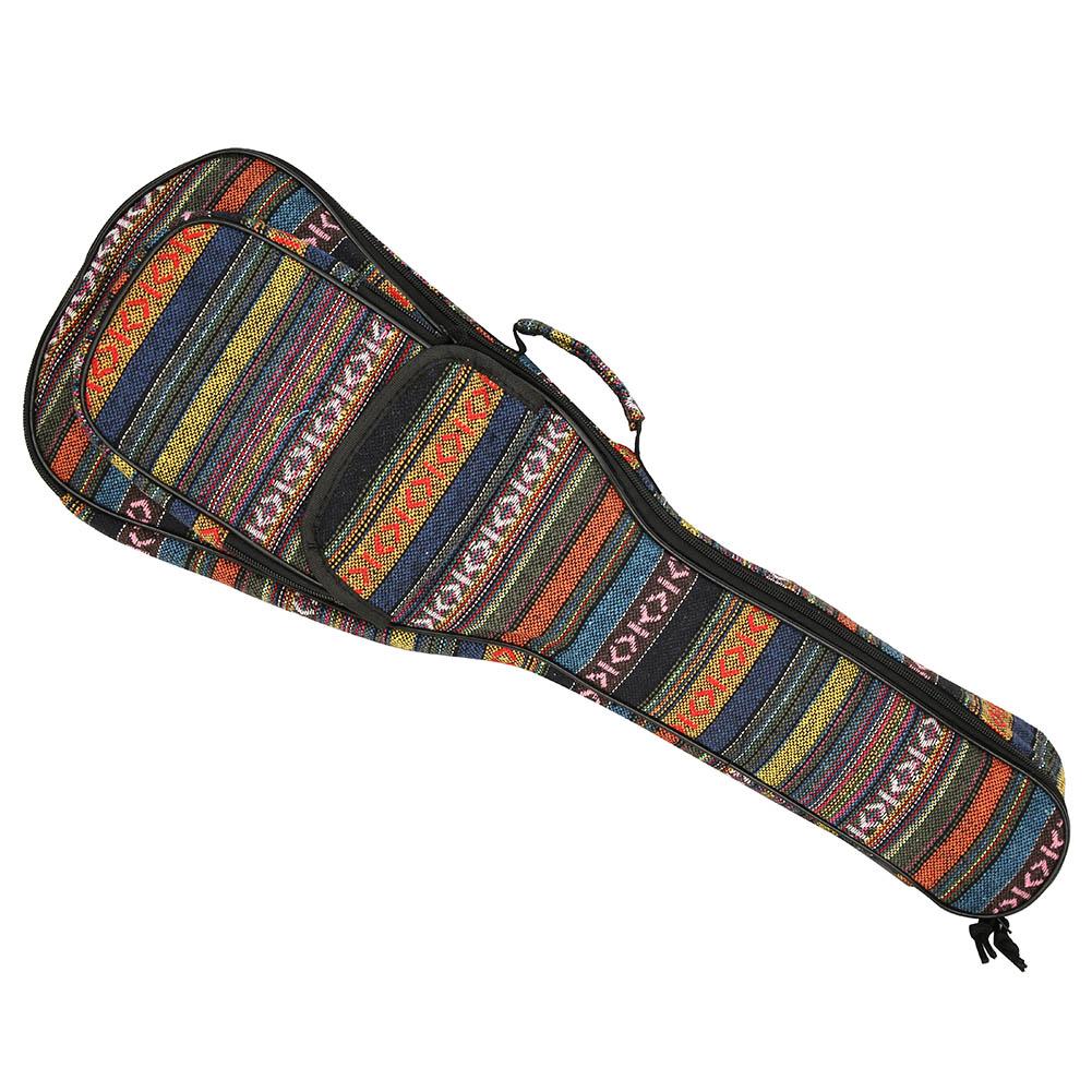 Ukulele Bag Ethnic Style 4‑String Guitar Double Shoulder Strap Case Built‑in Thicken Cotton