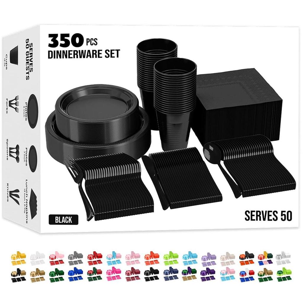 Disposable Solid Color Party Tableware Set - Plates and Cups for Birthday Celebrations