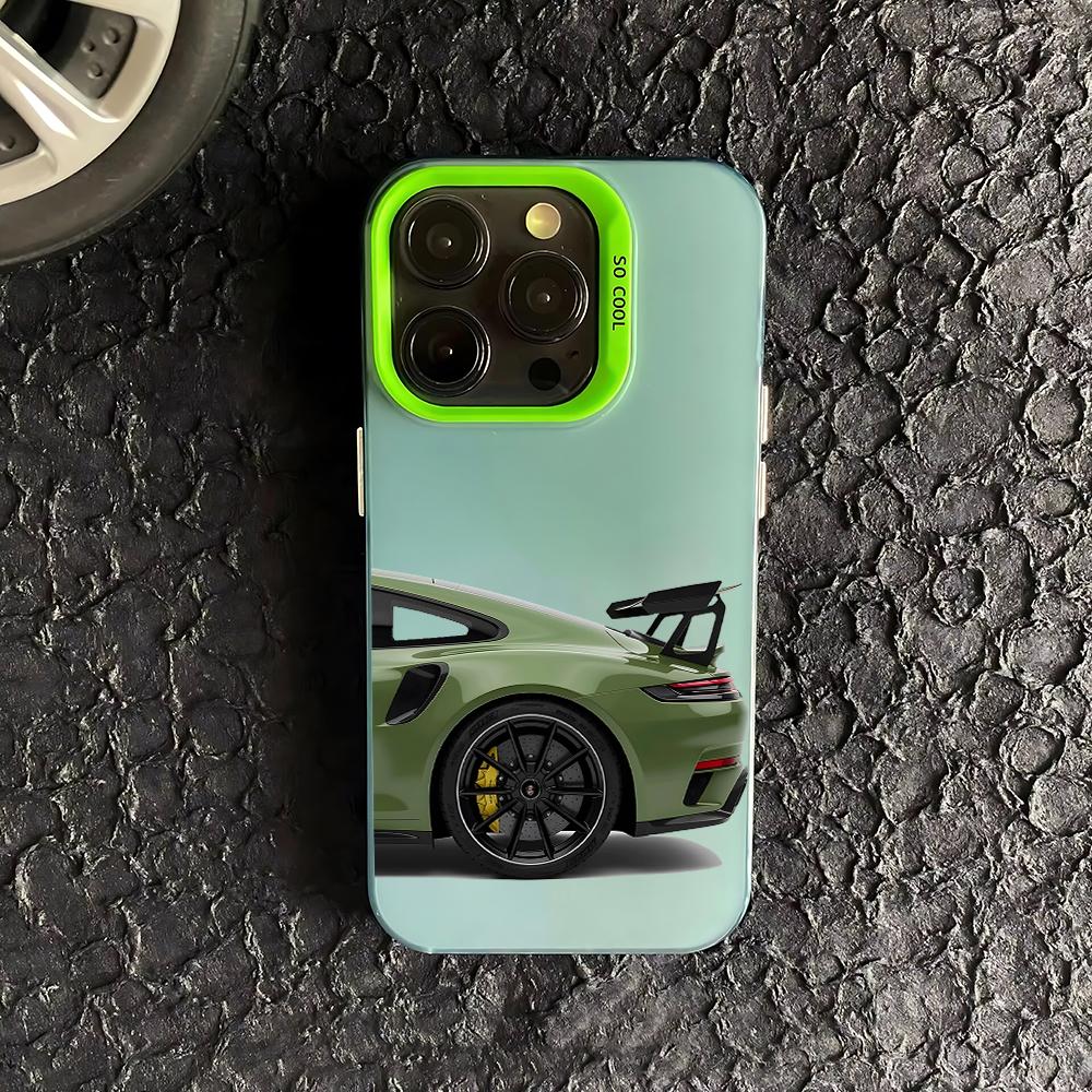 Pink Supercar Print Phone Case For iPhone 17 16e 16 15 14 13 12 11 mini Pro Max XR XSMAX 8 7 Air Plus Anti Fall Matte Back Cover iPhone 16 Pro
