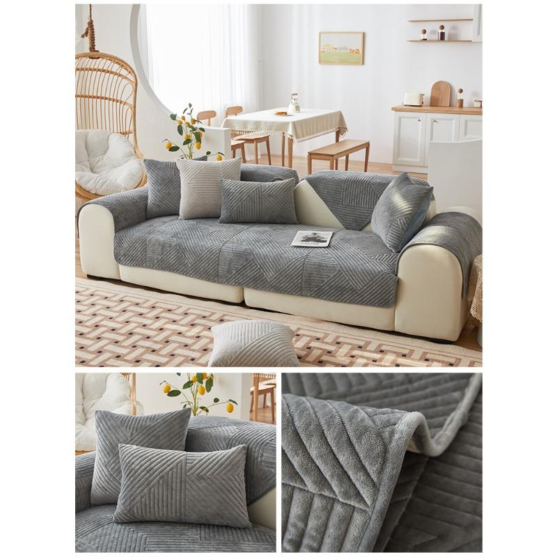 Short Plush Leather Sofa Cushion Anti-slip Modern Simple Four-season Sofa Cover Winter Fabric Seat Cushion