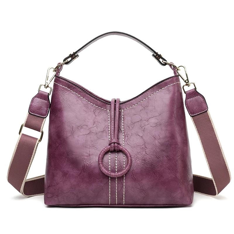 Casual Large Capacity Shoulder Crossbody Bag Fashion Shopper Totes High Quality Vintage Design Leather Bucket Handbags For Women