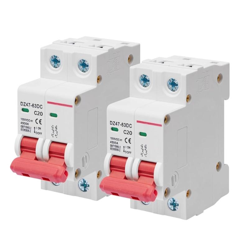 2P Direct Current 1000V DIN Rail Mount Electrical Device with 6kA Capacity Short Circuit Defense for Home Safety