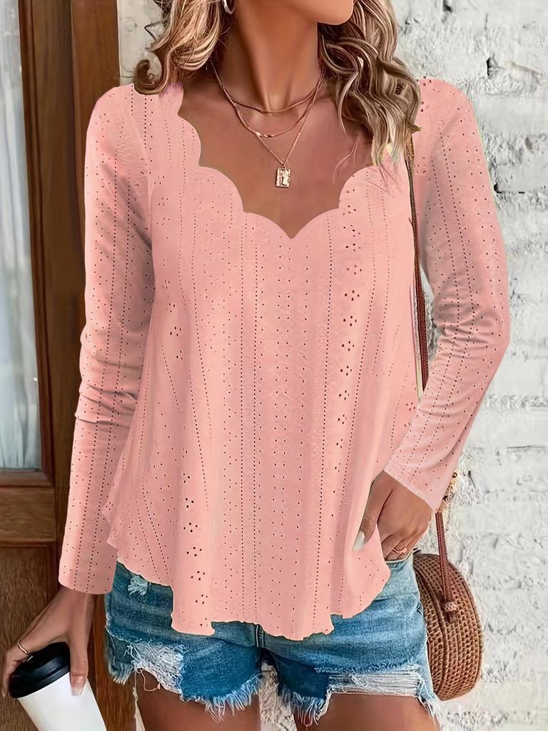 Womens Long Sleeve V Neck T Shirt With Breathable Polyester Splicing For Casual Fall Style
