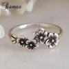 Vintage Silver Rings Five Petal Flower Temperament Simple Retro Party Girlfriend Gift Christmas Gifts