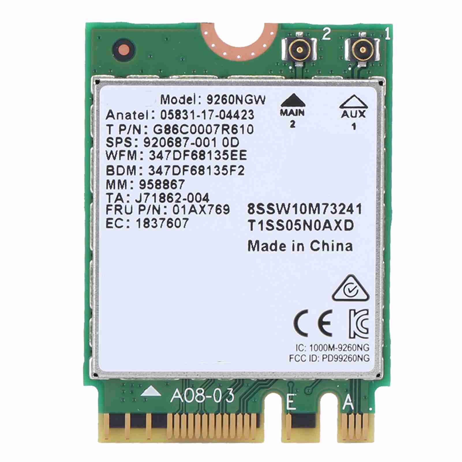 

Бездротова мережева карта 9260NGW NGFF для комп’ютерних аксесуарів Intel 1730 Мбіт/с 802.11ac для BT5.0