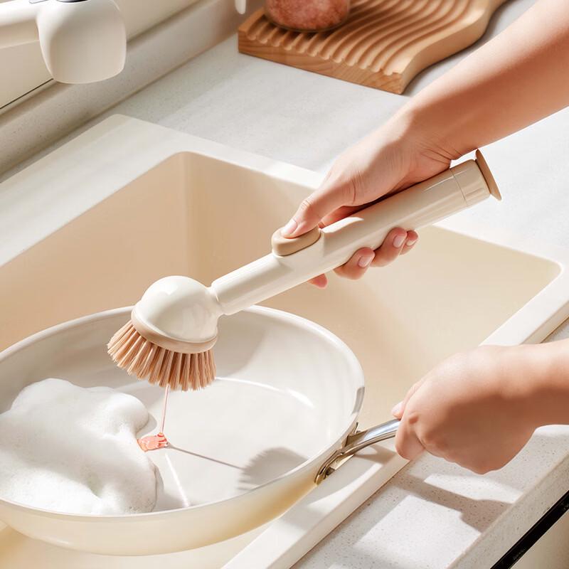 Soap Dispensing Long Handle Pot Brush